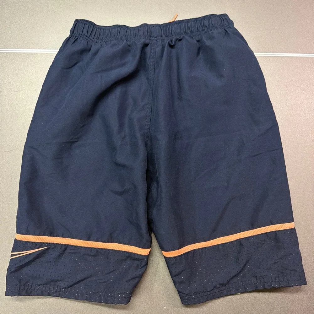 Nike Men's Swim Trunks Navy Orange Lined Drawstring Shorts Size Small S
